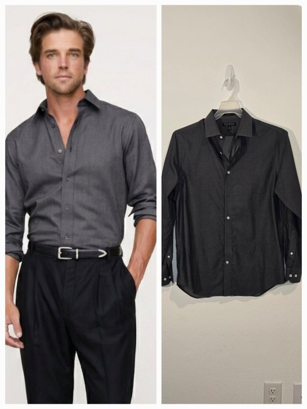BANANA REPUBLIC BUTTON DOWN DRESS SHIRT size M gray gently used